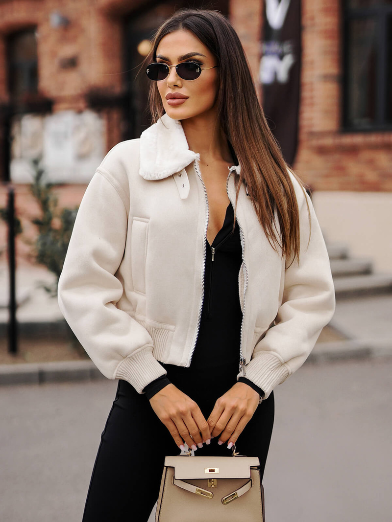 Geacă de femei écru OZONEE O/81326