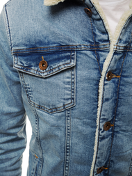 Jachetă de blugi bărbați albastră deschis OZONEE BN/5940