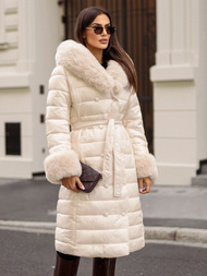 Palton de femei bej OZONEE JS/5M3160/254/BZ