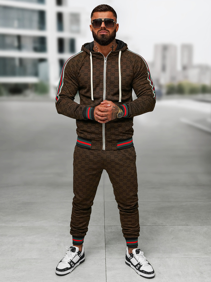 Compleu sport bărbaţi bej închis OZONEE O/FF5111AB