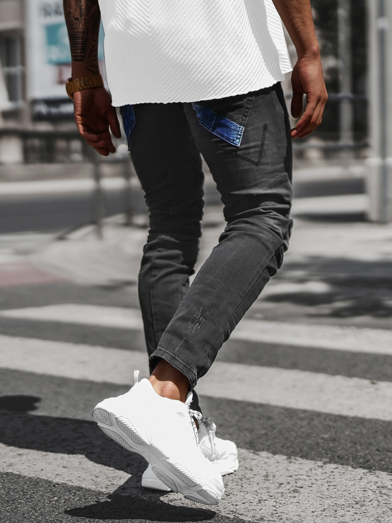 Blugi bărbaţi negri OZONEE NB/MP0025N