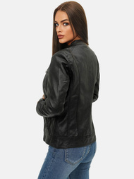 Geacă de piele pentru femei neagră OZONEE JS/11Z8010