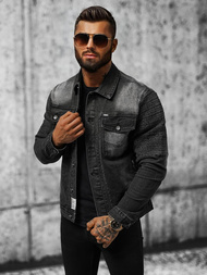 Jachetă de blugi bărbați neagră OZONEE NB/MJ521N