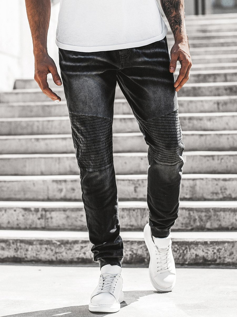 Blugi jogger bărbați negri OZONEE JS/KK1023