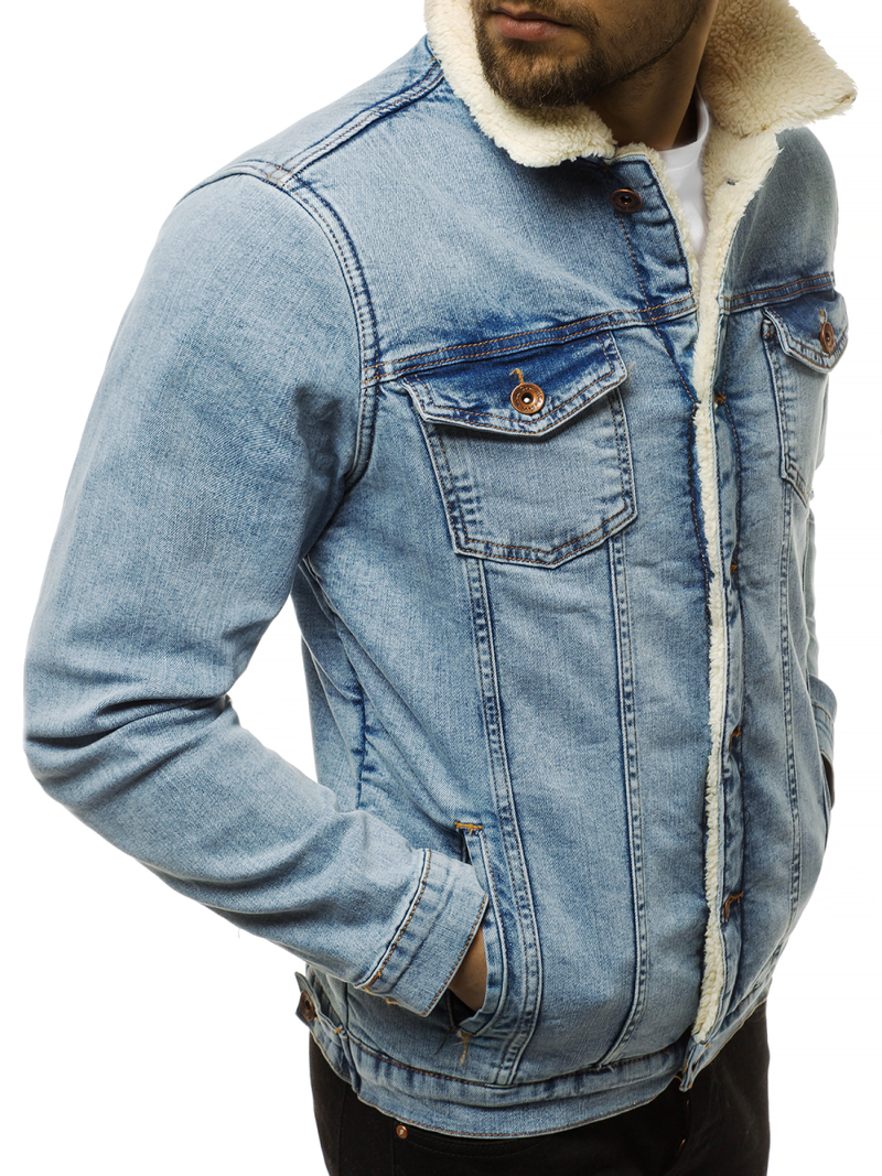 Jachetă de blugi bărbați albastră deschis OZONEE BN/5940