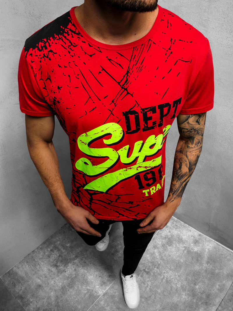 Tricou bărbați roșu OZONEE JS/KS1942Z