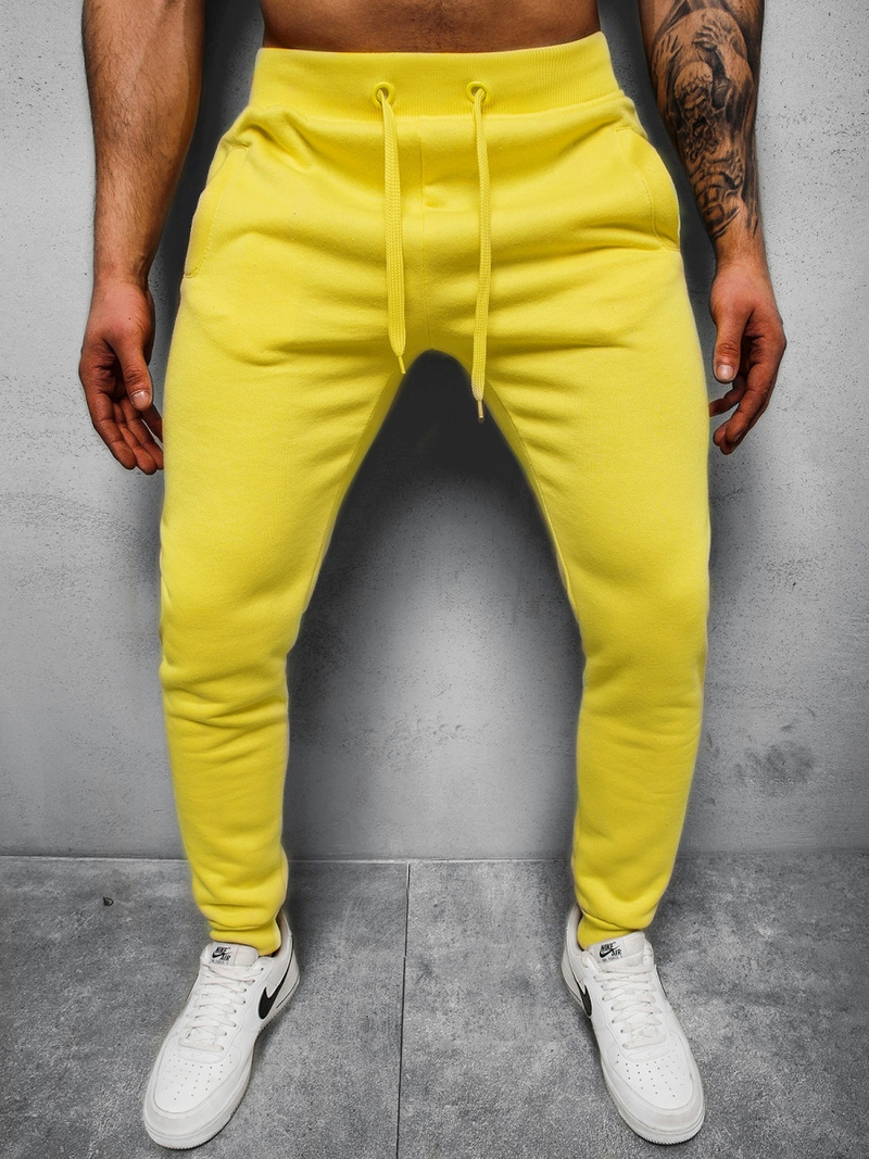 Pantaloni de trening bărbaţi galben-neon OZONEE JS/XW01Z