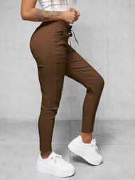 Pantaloni chino de dama maro inchis OZONEE O/7737