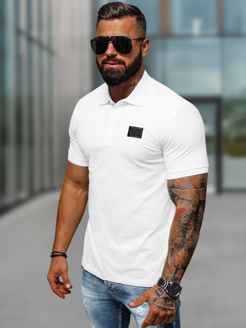 Tricou polo bărbați alb OZONEE NB/MT3018Z