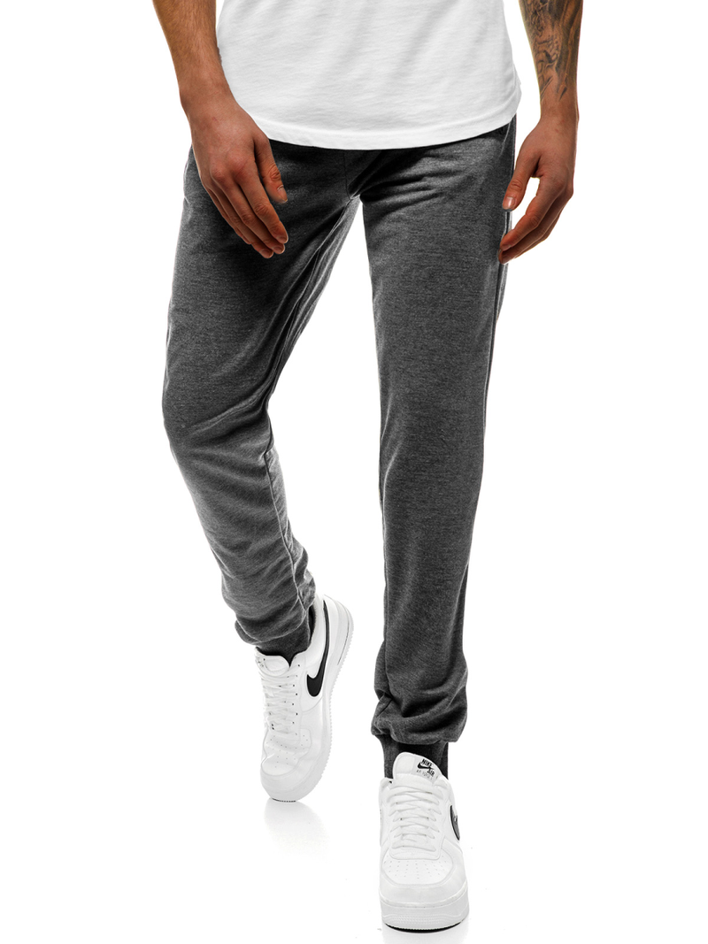 Pantaloni de trening bărbaţi gri închis JS/XW003S