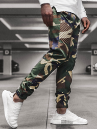 Pantaloni chino jogger pentru bărbați verde-camuflaj OZONEE A/0952