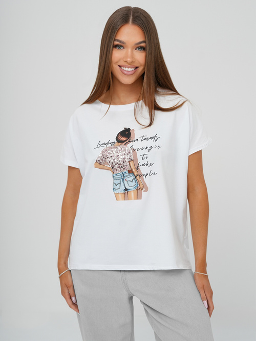 Tricou femei alb OZONEE JS/95T2573/1