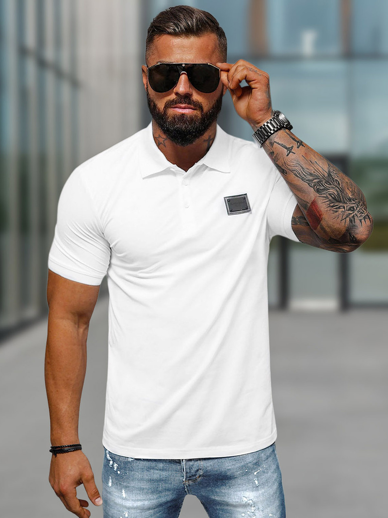 Tricou polo bărbați alb OZONEE NB/MT3018Z