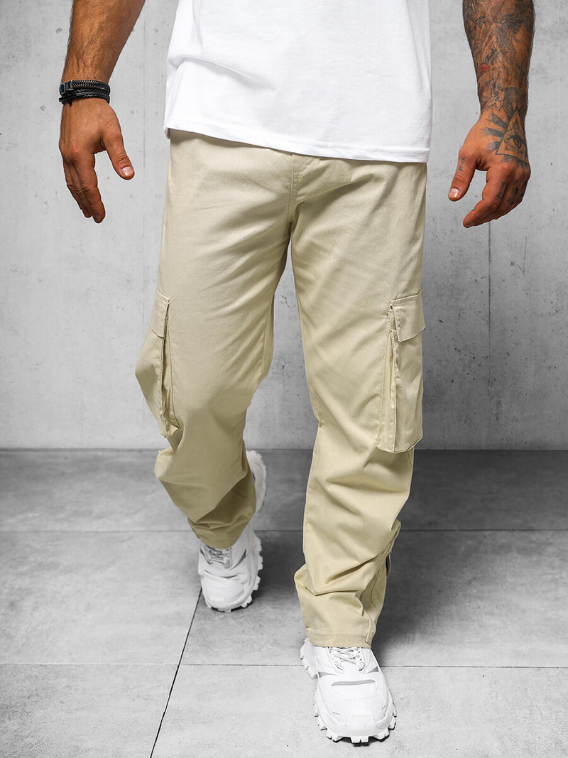 Pantaloni cargo relaxed Bărbaţi Bej OZONEE O/G3016Z