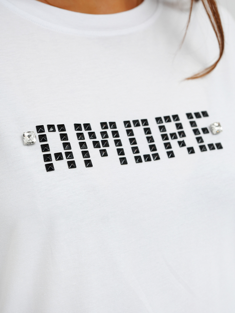 Tricou femei alb-negru OZONEE JS/YJ77716