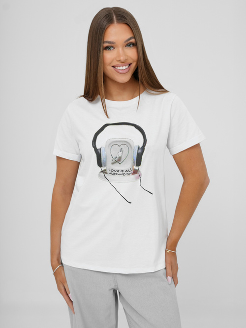 Tricou femei alb-negri OZONEE DJ77806