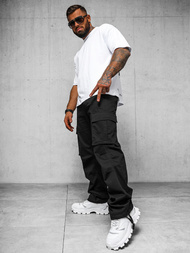 Pantaloni cargo relaxed bărbaţi negri OZONEE O/G3179Z