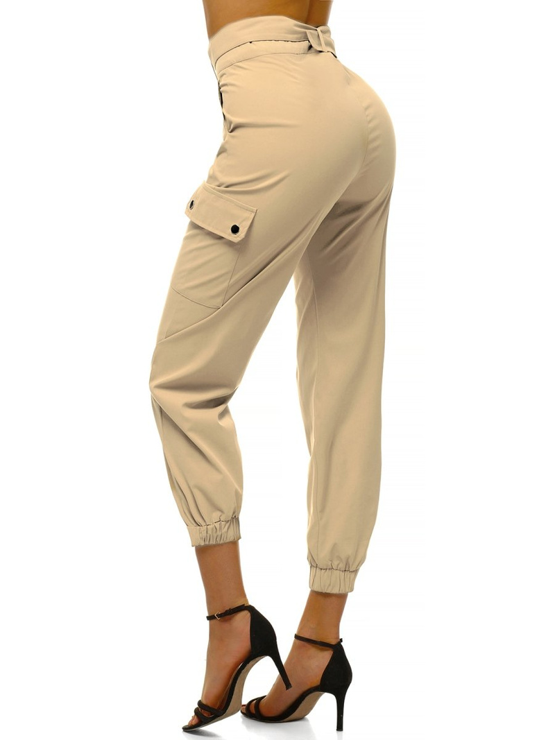 Pantaloni jogger pentru femei bej OZONEE O/HM001