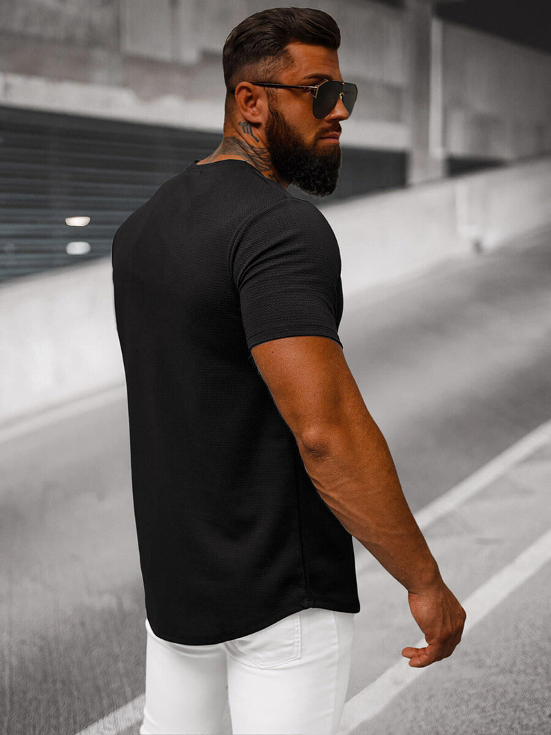 Tricou bărbați negru-alb OZONEE O/7776T