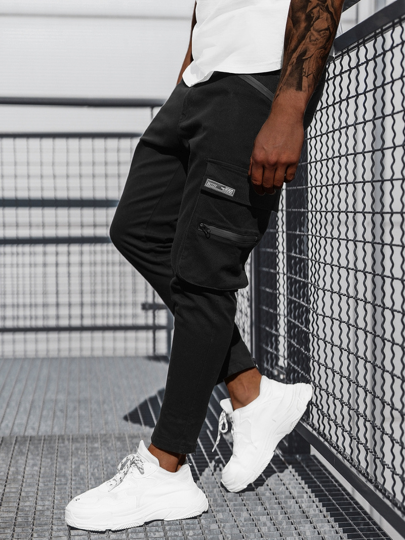 Pantaloni chino bărbaţi negri OZONEE B/20005SPZ