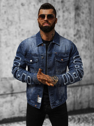 Jachetă de blugi bărbați albastră închis OZONEE NB/MJ523BS