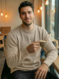 Pulover bărbați bej OZONEE JS/59B3607/155