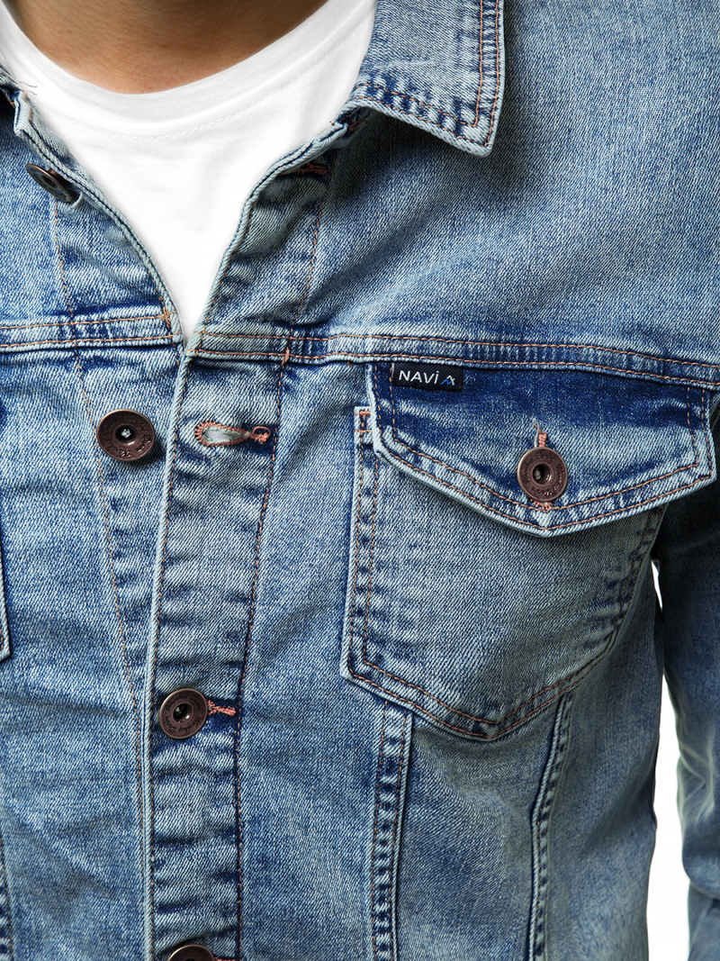 Jachetă de blugi bărbați albastră deschis OZONEE BN/6075