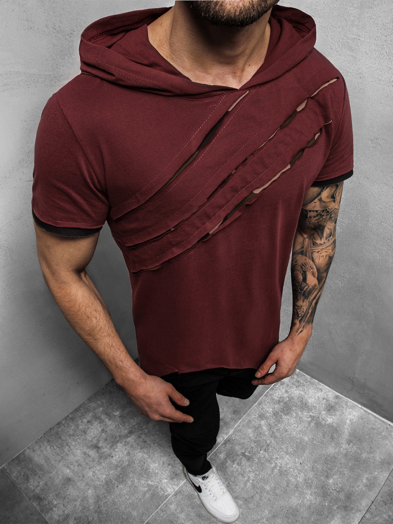 Tricou cu glugă bărbați bordo OZONEE A/1185Z