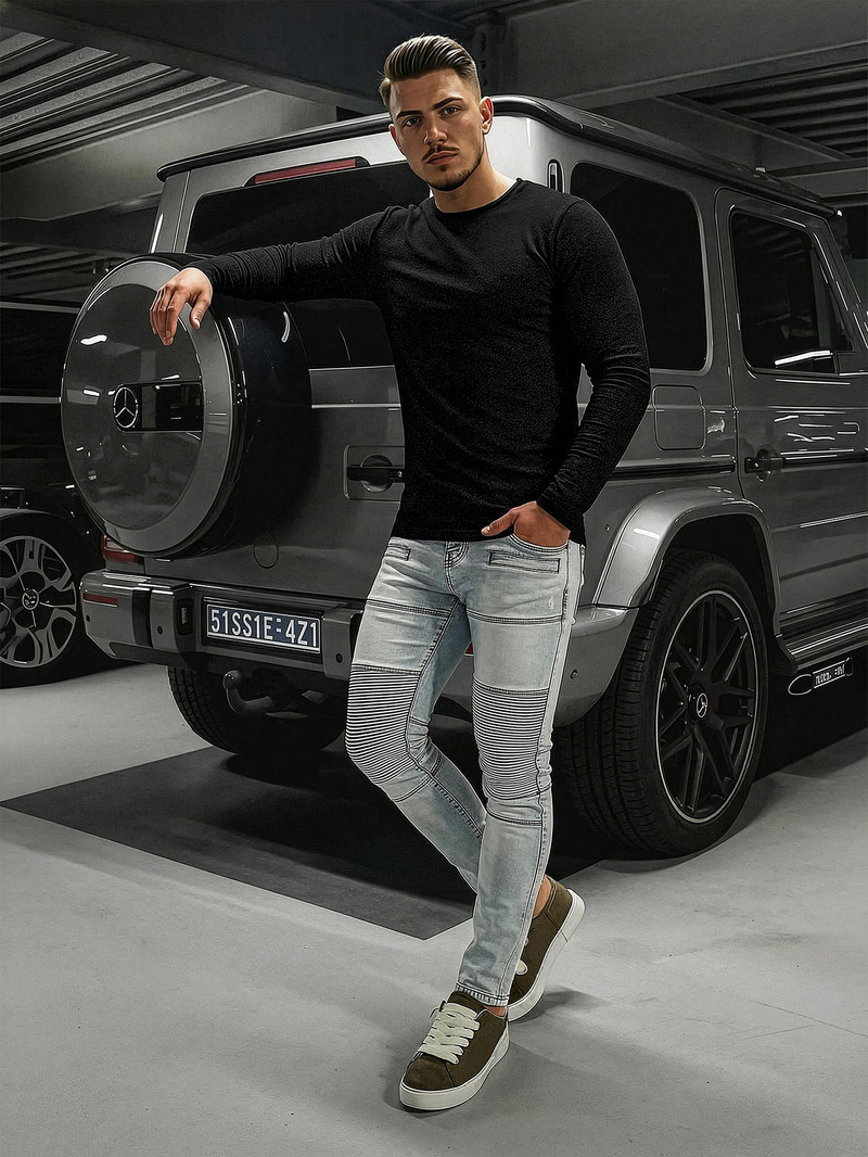 Blugi bărbați albaștri deschis OZONEE O/EM8889Z