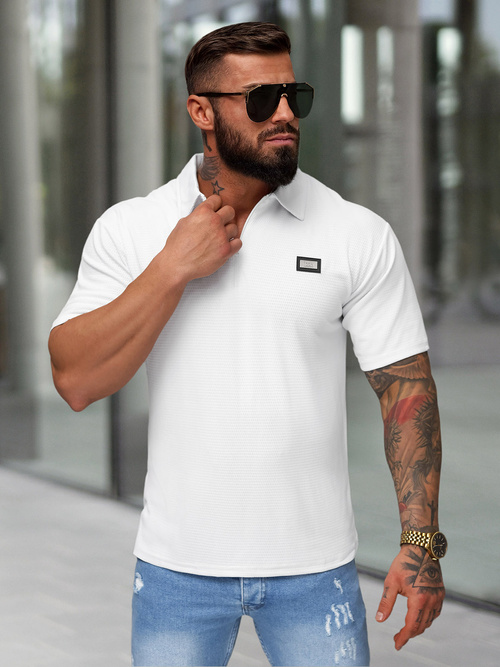Tricou polo bărbați alb OZONEE O/YN2/593