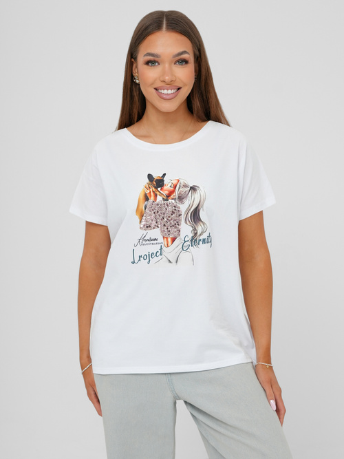 Tricou femei alb OZONEE JS/95T2575/1