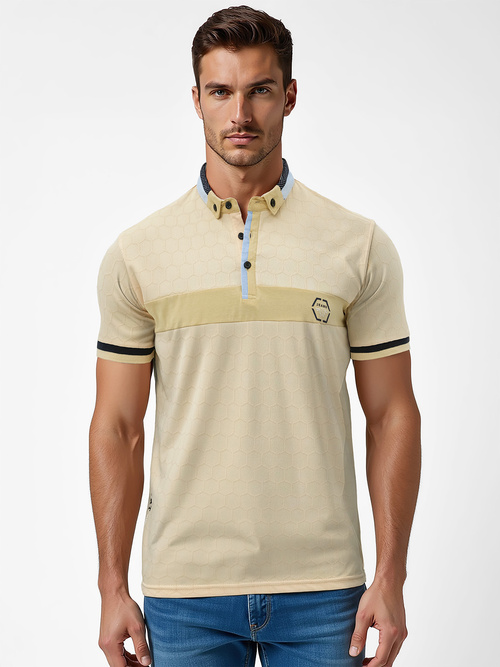 Tricou polo bărbați bej OZONEE O/QQ922