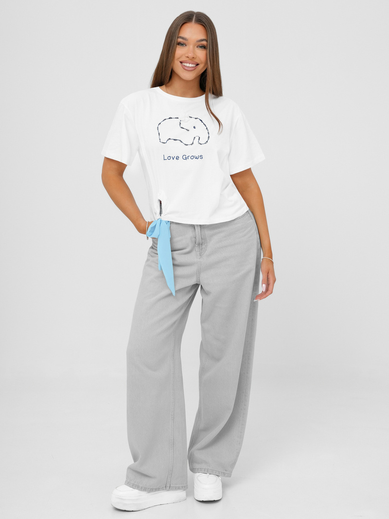 Tricou femei albi-albastru OZONEE JS/RJ77247