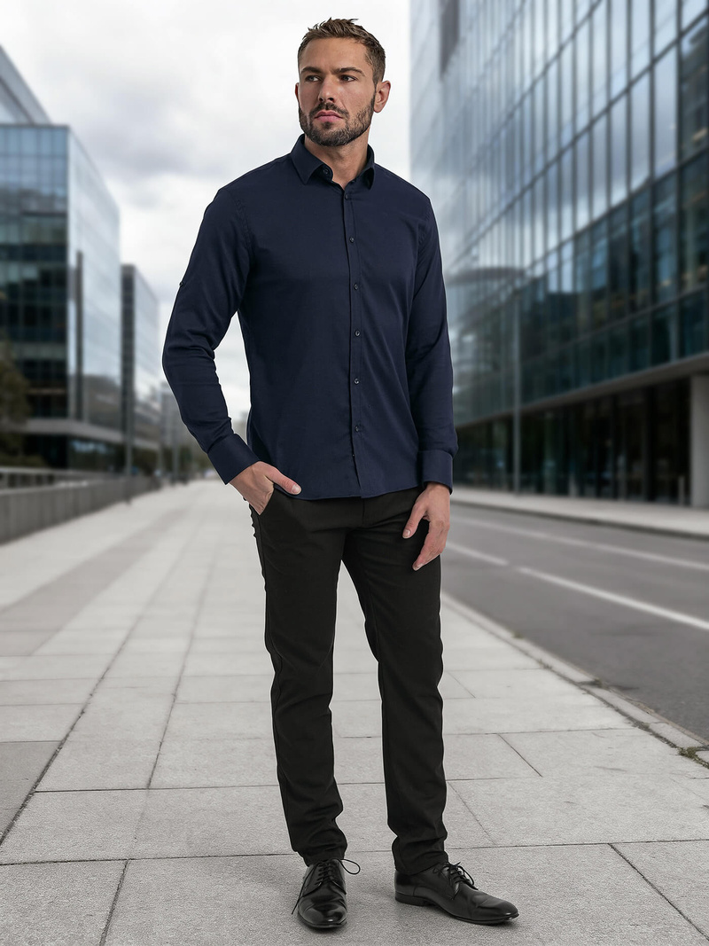 Cămașă bărbați albastru marin OZONEE V/V188