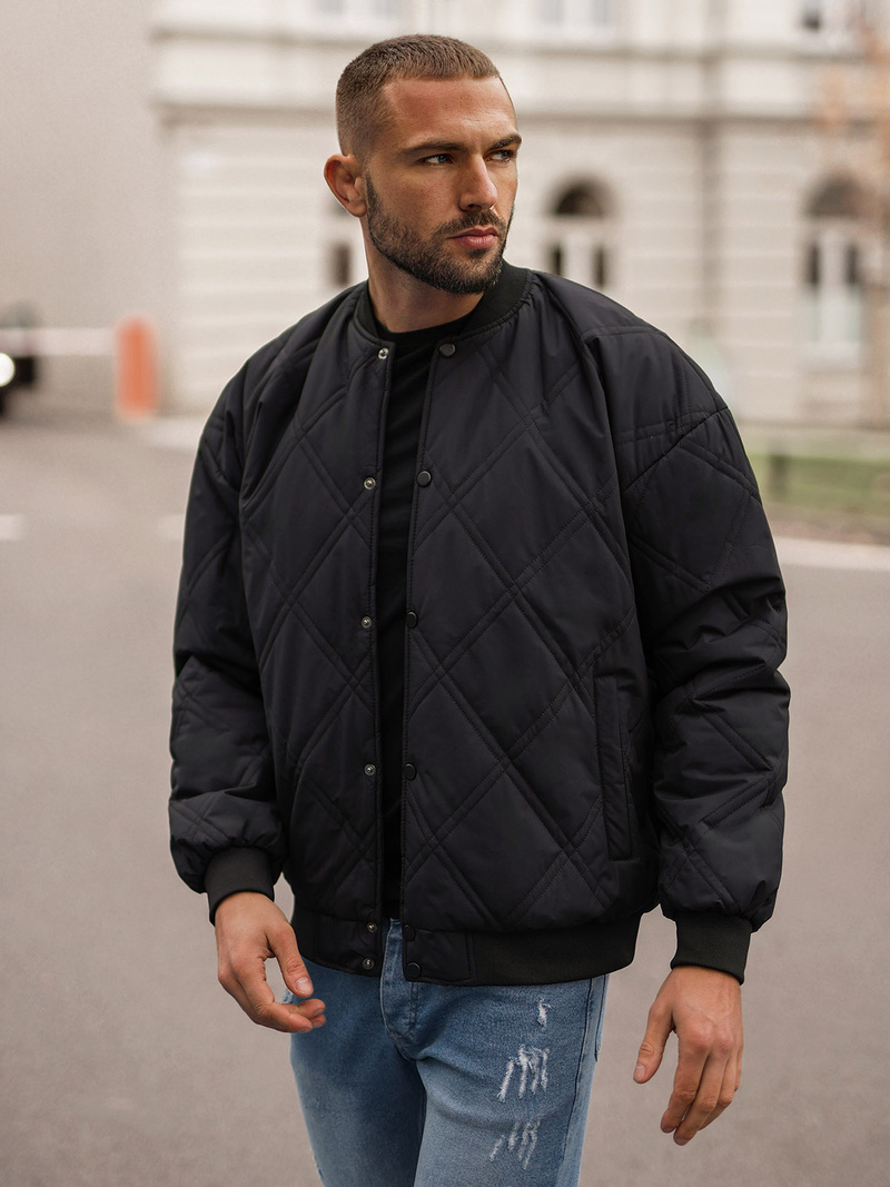 Jachetă de primăvară bărbați neagră OZONEE JS/84M3020/392Z