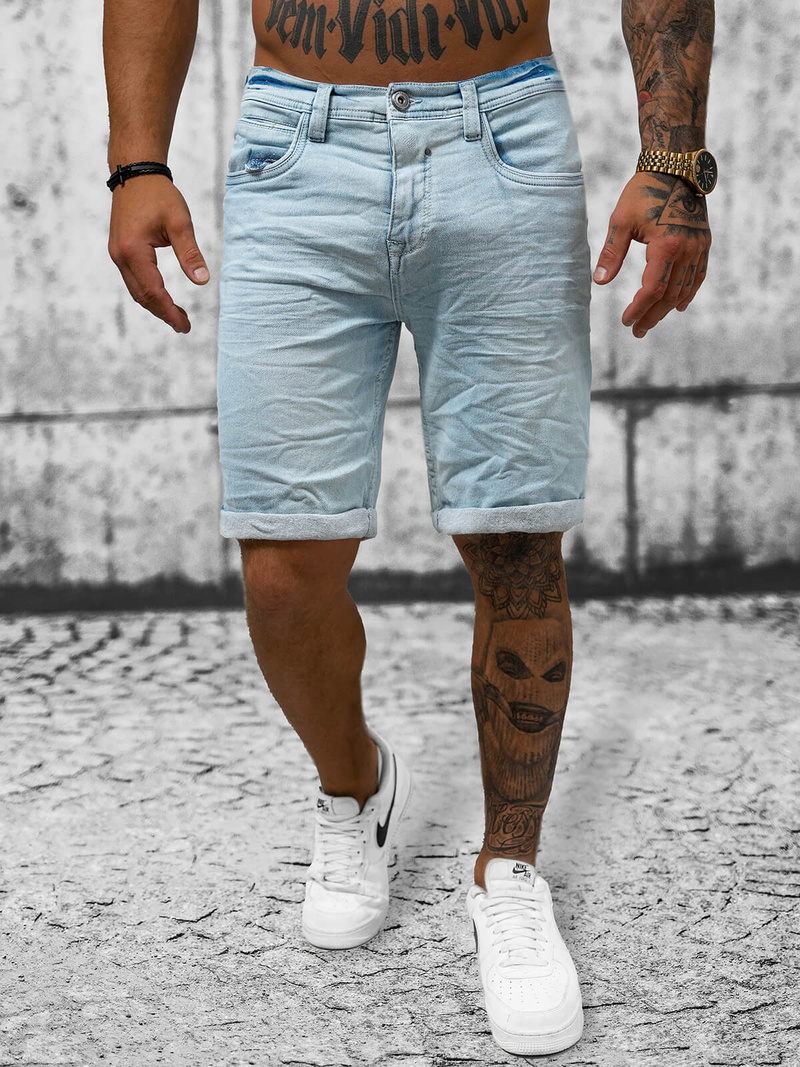 Pantaloni scurti bărbați albaștri deschis OZONEE O/19200