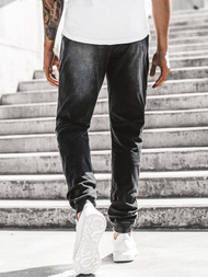 Blugi jogger bărbați negri OZONEE JS/KK1023