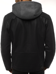 Geacă de piele bărbați neagră OZONEE JB/JP1127