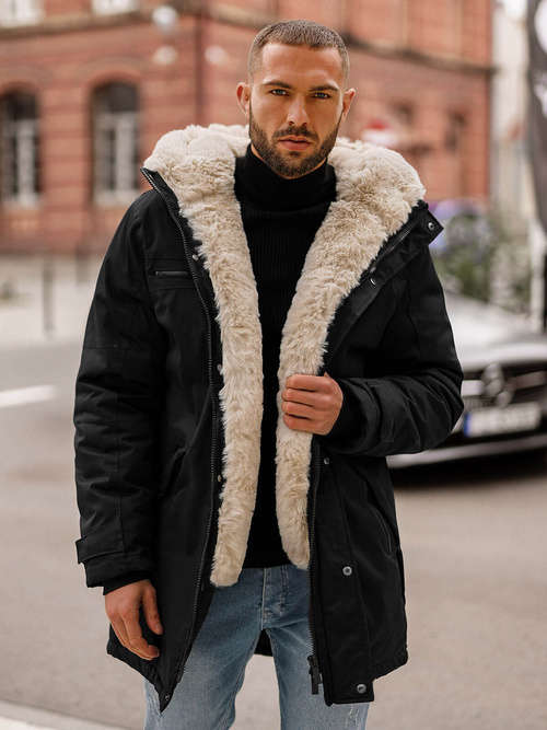 Geacă de iarnă parka bărbați neagră OZONEE JS/22M316/392Z