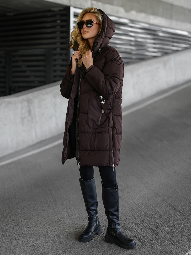 Geacă de iarnă damă ciocolată OZONEE JS/16M9302/158