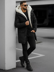 Geacă de iarnă parka bărbați neagră OZONEE JS/5M120/392Z