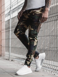 Pantaloni jogger bărbați verde-camuflaj OZONEE A/1003