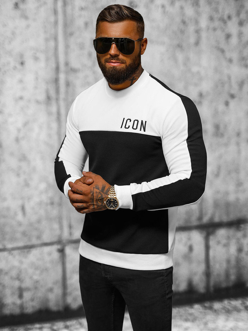 Hanorac bărbați alb-negru OZONEE O/P2032