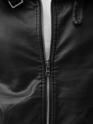 Geacă de piele bărbați neagră OZONEE JB/JP1178Z