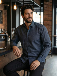 Cămașă bărbați albastru marin OZONEE V/V186Z