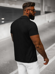 Tricou polo bărbați neagră OZONEE JS/8T80/3Z