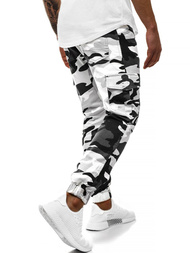 Pantaloni jogger bărbați negri-albi OZONEE A/404