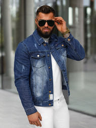 Jachetă de blugi bărbați albastră închis OZONEE NB/MJ525BSZ