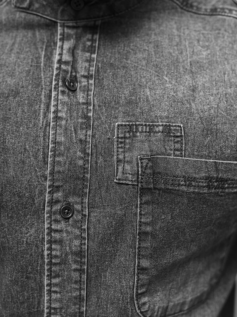 Cămașă de blugi bărbați gri OZONEE NB/MC713G