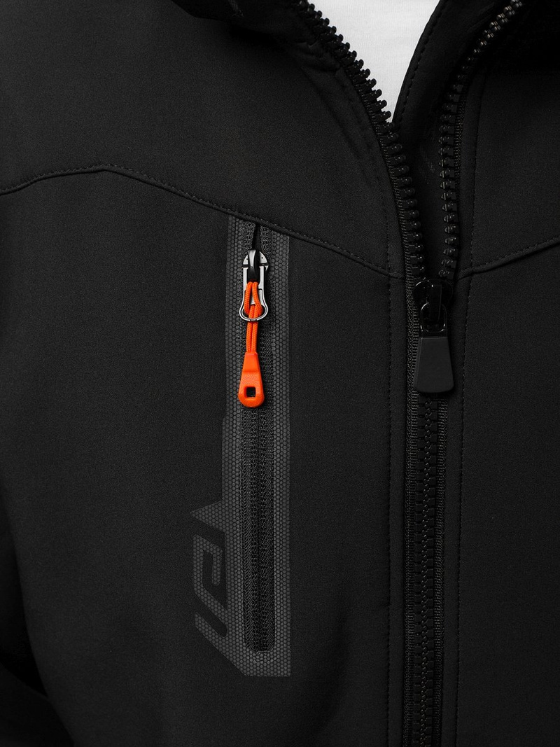Jachetă bărbați SOFTSHELL negru-portocaliu OZONEE GE/12268